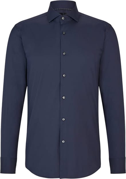 BOSS Hank slim fit overhemd - popeline - blauw - Strijkvriendelijk - Boordmaat: 46