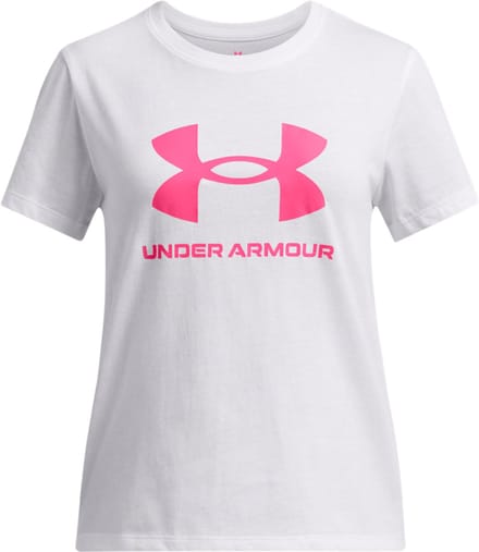 Under Armour UA BIG LOGO SS Unisex Sportshirt - Wit - Roze