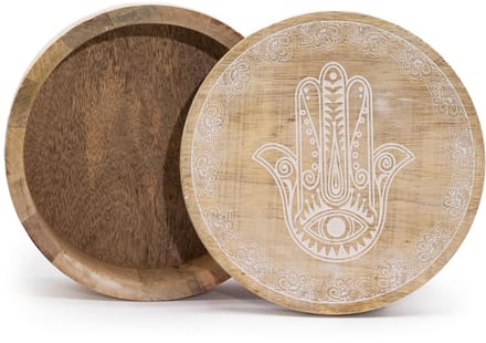 Grote Ronde Doos 17,5x7,5 cm - Hamsa Whitewash