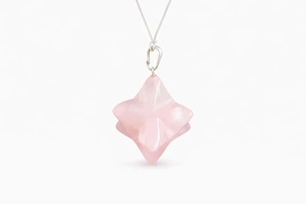 Rozenkwarts hanger merkaba ster 14 x 14 mm – Edelsteen hanger – Lichtroze gemstone hanger