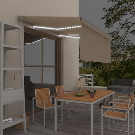 vidaXL - Luifel - automatisch - rolgordijn - LED - windsensor - 3,5x2,5 - m - crème