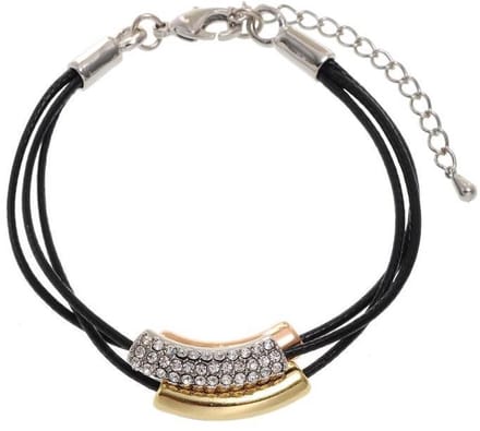 Behave - Armband waxkoord zwart - Kristalaccent - Casual chic trend