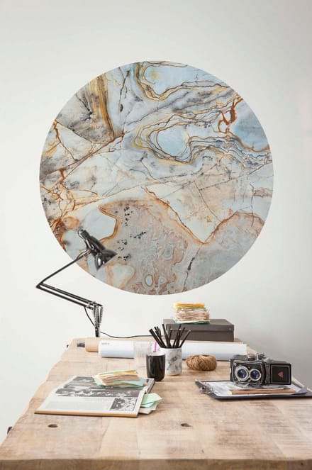 Fotobehang - Marble Sphere 125x125cm - Rond - Vliesbehang - Zelfklevend
