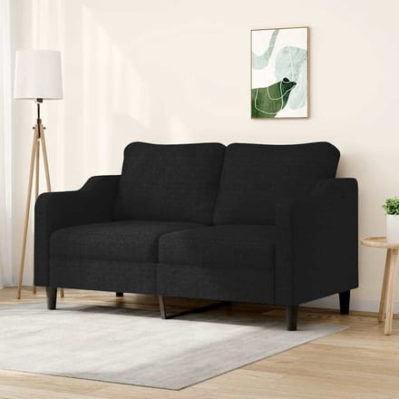 Vidaxl Bank 2-persoons, Zwart, 140 Cm, Bekleed met Stof