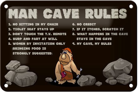 Blechschild Spruch 18x12cm man cave rules Männer Regeln