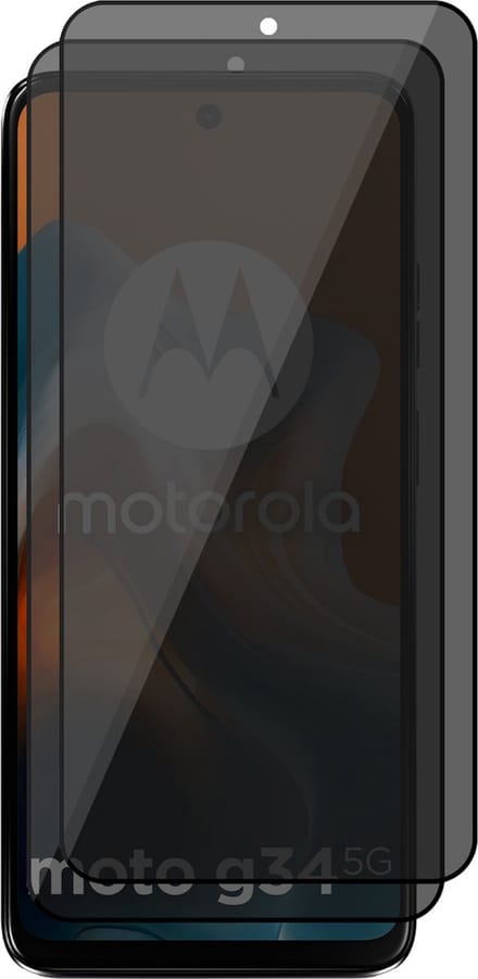 Privacy Screenprotector geschikt voor Motorola Moto G34 - 2x Volledig Dekkend Glas Screen Protector