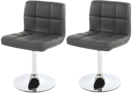 Set van 2 eetkamerstoelen Bureaustoel Stoel Kavala kunstleer chroom ~ grijs