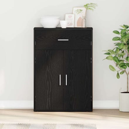 vidaXL - Dressoir - Zwart - Eiken - 60 - x - 30 - x - 84 - cm - Bewerkt - hout