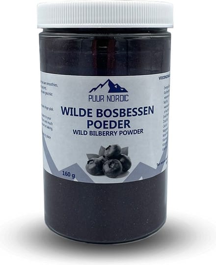 Wilde Bosbessen Poeder 160g - Puur Nordic - Wilde Blauwe Bessen Poeder