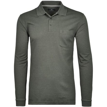 Ragman Polo Softknit Easy Care Mini Jacquard Design Grijs Melange / male