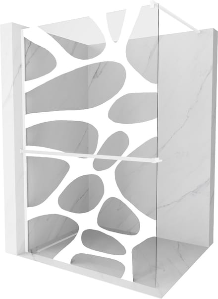 Mexen Kioto+ douchescherm met plank Walk-in 80 x 200 , witte golf, wit - 800-080-121-20-97