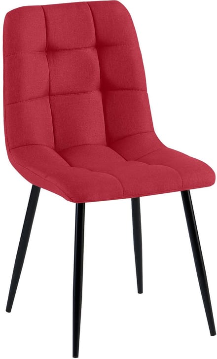 CLP Antibes Eetkamerstoel - Zonder armleuning - Metaal frame - Stof/rood