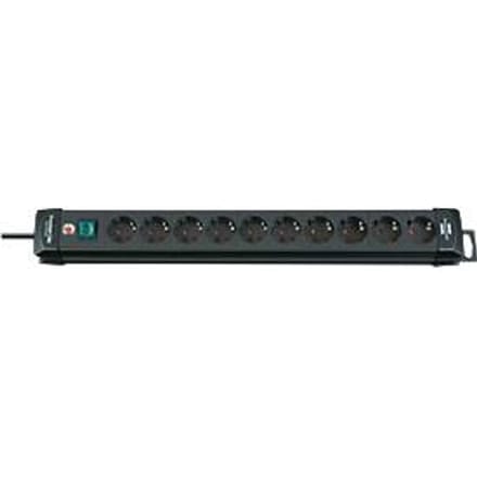 Brennenstuhl Premium-Line stekkerdoosdoos 10-voudig (verdeeldoos met schakelaar en 3m kabel -45° hoek van de veiligheidscontactdozen) zwart