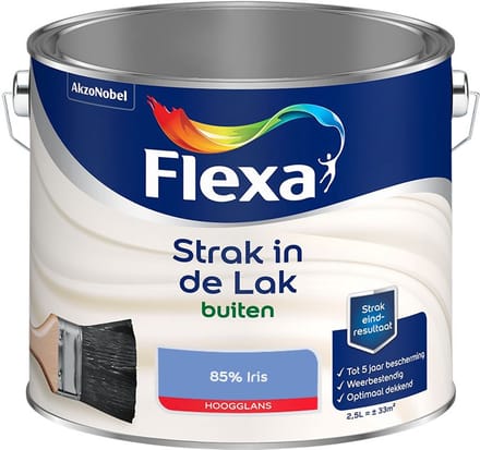 Flexa - Strak In De Lak Buitenlak Hoogglans - 85% Iris - Mengverf - 2,5 L