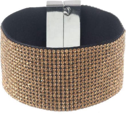 Behave Armband van imitatie suede met steentjes