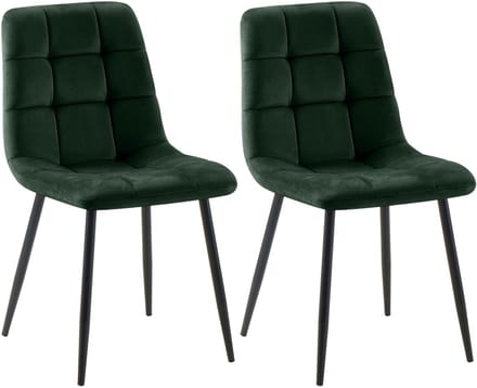 CLP Tilde Set van 2 eetkamerstoelen - Zonder armleuning - Industrieel - Fluweel/groen