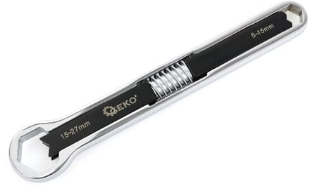 GEKO Dubbelzijdige universele sleutel - CrV staal - Verstelbaar 5-27 mm - 237 mm lang