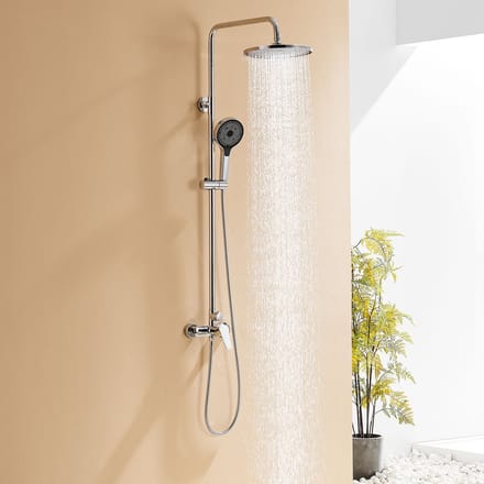 Auralum Max Douche Set - Regendouche en Handdouche - 3 Straalsoorten - Douchekop - Verstelbare douchestang: 900–1390 mm - Chroom