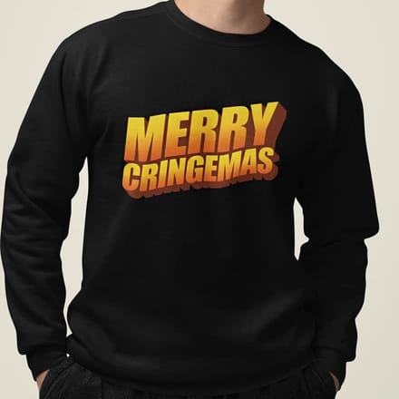 Foute Kerst Trui Zwart Merry Cringemas XS