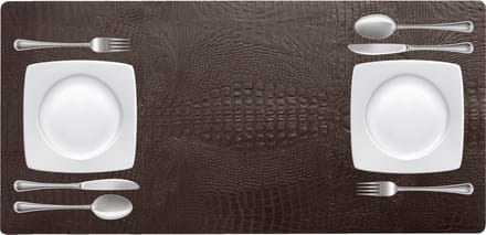 NOOBLU Tafelloper DUBL - Croco Chocolate brown - Lengte: 85 cm, Aantal: 1 tafelloper