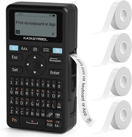Draagbare Mini Labelprinter voor Thuis en Kantoor met Bluetooth en 4 Etiketten Rollen