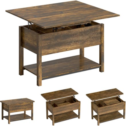HOMCOM Salontafel - Spaanplaat - 100x90x63,5cm - Rustiek Bruin