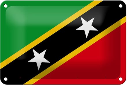 Blechschild Flagge St. Kitts und Nevis 18x12cm Saint Kitts Dekoration
