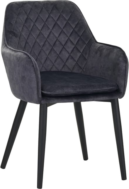 Colenis® - Jay Eetkamerstoel - Set Van 2 - Grijs - Fluweel - Velvet - Met armleuning