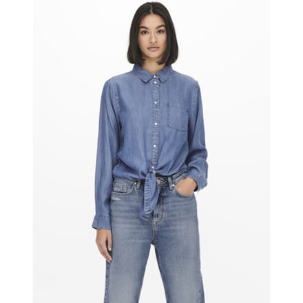 Jacqueline de Yong jasper l/s knot shirt wvn 15252957 medium blue denim