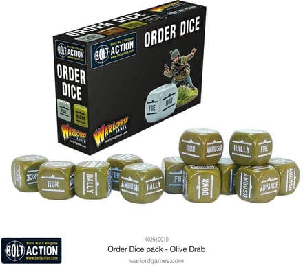 Order dice pack olive drab color (Bolt action nieuw)