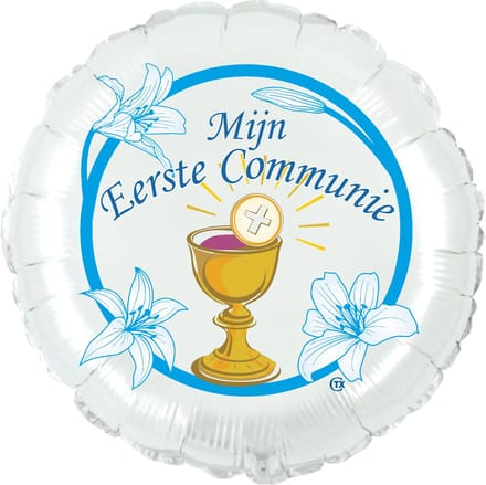 Eerste Communie Folieballon blauw, 45 cm
