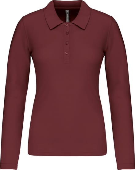 Kariban Piqué-damespolo lange mouwen K257 - Wine - M