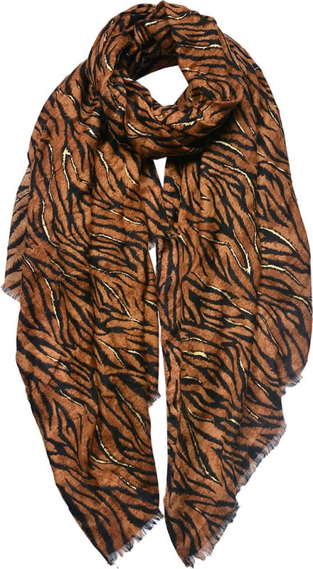 Juleeze Sjaal Dames Print 90x180 cm Bruin Synthetisch