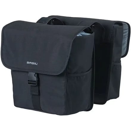 Basil GO - Dubbele fietstas - 32 Liter - Waterafstotend - Reflectiedetails - Zwart