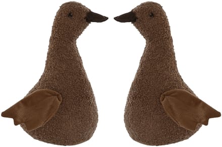 ITEM Deurstopper eend - 2x - bruin - polyester - 21 x 12 x 29 cm - tegen klapperende deuren - kinderkamer
