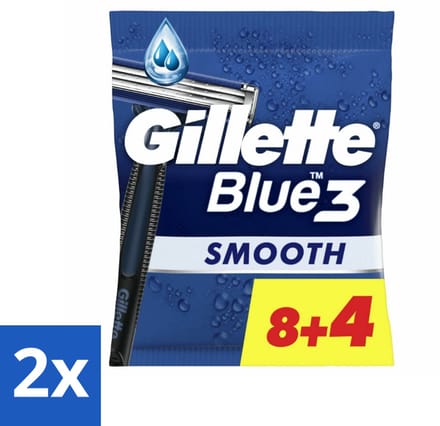 Gillette Blue3 Smooth Wegwerpscheermesjes 12 Stuks - Voordeelverpakking - 2 stuks