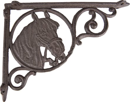 Clayre & Eef Hoekijzer 3x24x18 cm Bruin Ijzer Paard Plankdrager