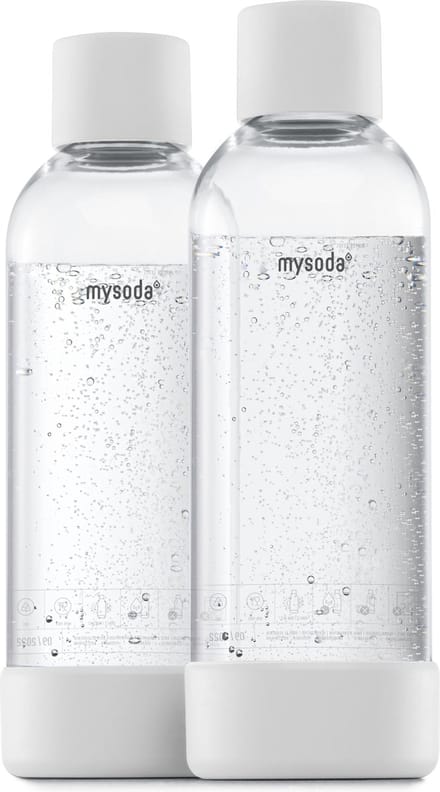 Mysoda - Set van 2 herbruikbare flessen van 1 liter - wit- Geschikt voor Mysoda apparaten