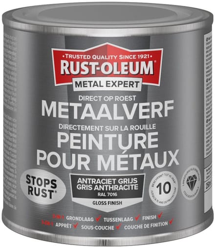 Rust-Oleum Metal Expert Direct Op Roest Metaal Verf 250ml - RAL 7016