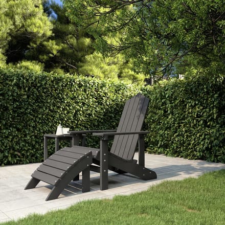 vidaXL - Tuinstoel - Adirondack - met - voetenbank - HDPE - antracietkleurig