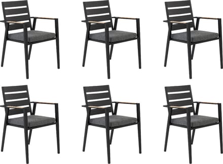 TAVIANO - Tuinstoel set van 6 - Zwart - Aluminium