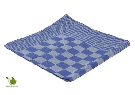 Theedoek - 65x65cm - Blauw - geblokt - 100% katoen - Set 6 stuks