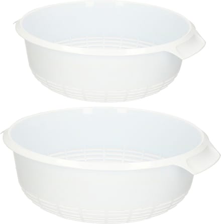 Plasticforte kunststof keuken vergieten - combi set - wit - 27 x 10 cm en 23 x 9 cm