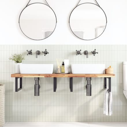 vidaXL - Badkamer - wandschap - staal - en - massief - acaciahout