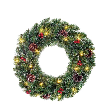 Black Box kerstkrans - D45 cm - gedecoreerd - met verlichting - dennenkrans - deurkrans