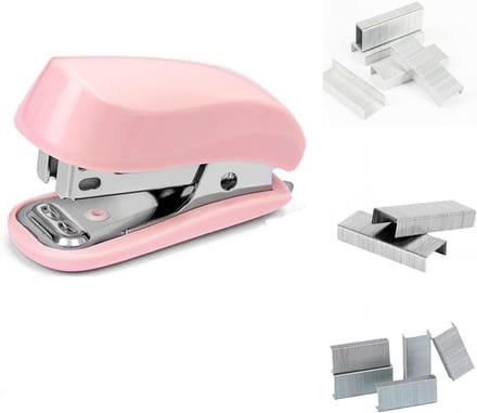 Mini Nietmachine - Kleine Binder - Bureau Werk - Inclusief Nietjes - Compact Formaat - Roze