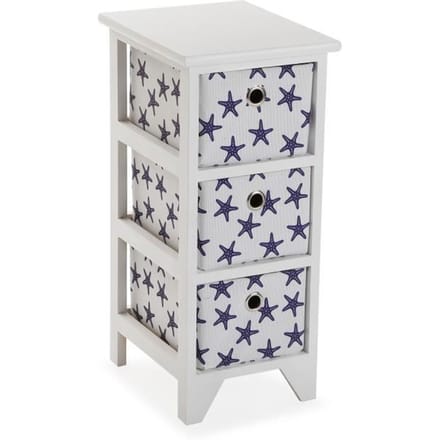 Armoire Étagère de salle de bain - VERSA - Starfish - 3 tiroirs - Bois - Bleu bleu