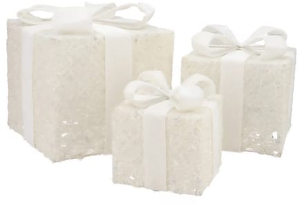 Sparkle giftbox cozy gold led set van 3 10x11/13x13/15x17cm met led lampjes