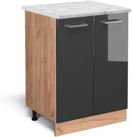 Onderkast Keuken Hoogglans Antraciet 60 cm met Werkblad