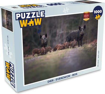 Puzzel Dier - Everzwijn - Bos - Legpuzzel - Puzzel 1000 stukjes volwassenen